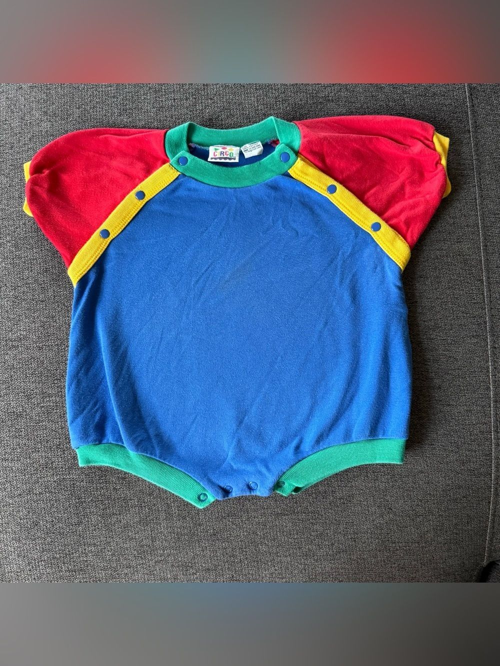Vtg Circo Bright Colorblock One-Piece Romper Bubble Retro Nostalgic Baby Boy 24M